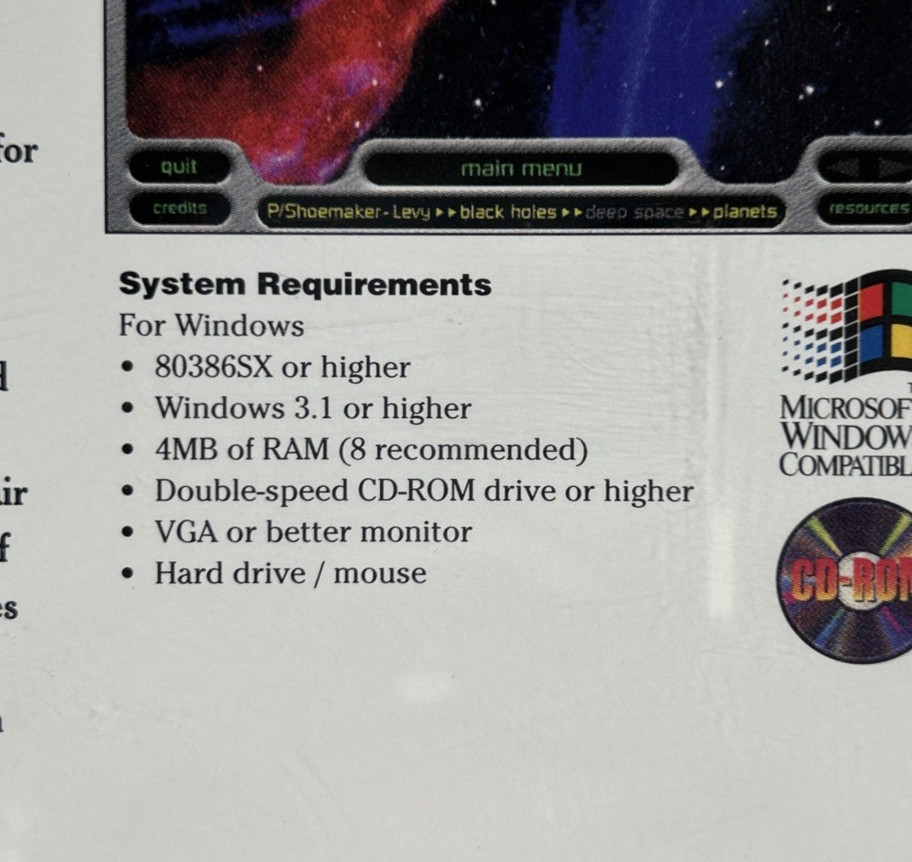 The Hubble Space Telescope 1995 Software For Windows PC CD-ROM Softkey