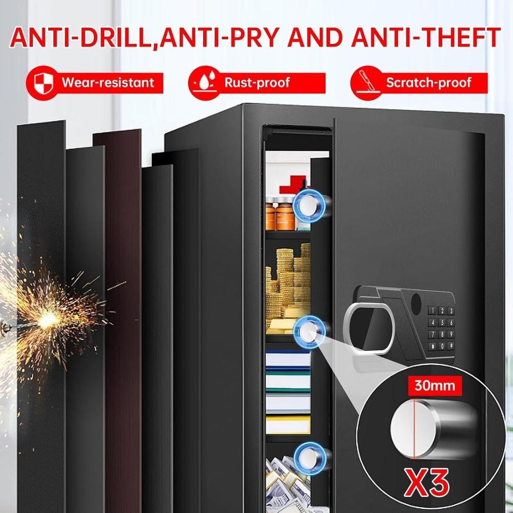 5.1 Cuft Large Home Safe Fireproof Waterproof, Anti-Theft Fireproof Safe Box ...