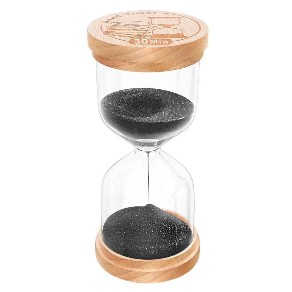 Hourglass 30 Minute Beech Wood Black Small Decorative Sand Timer