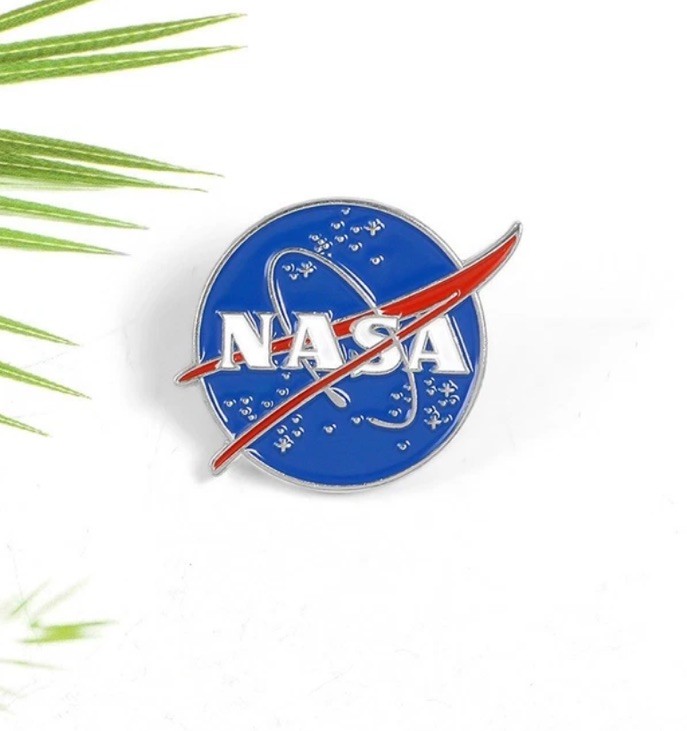NASA Logo Lapel Pin Enamel Silver Tone