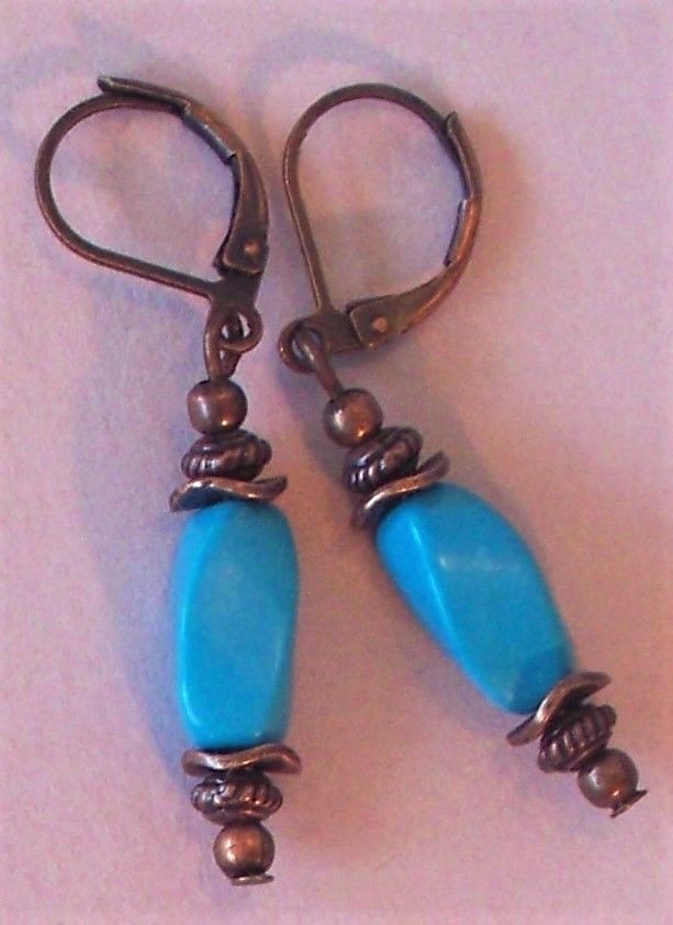 BLUE HOWLITE Dangles and Drops earring handcrafted U CHOOSE X2