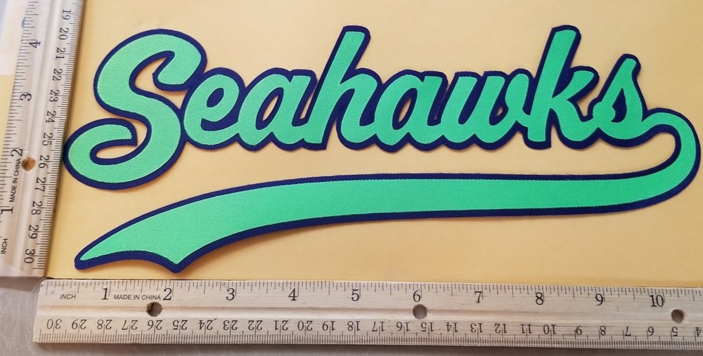 HUGE SEATTLE SEAHAWKS IRON-ON PATCH  5" x 10.5"