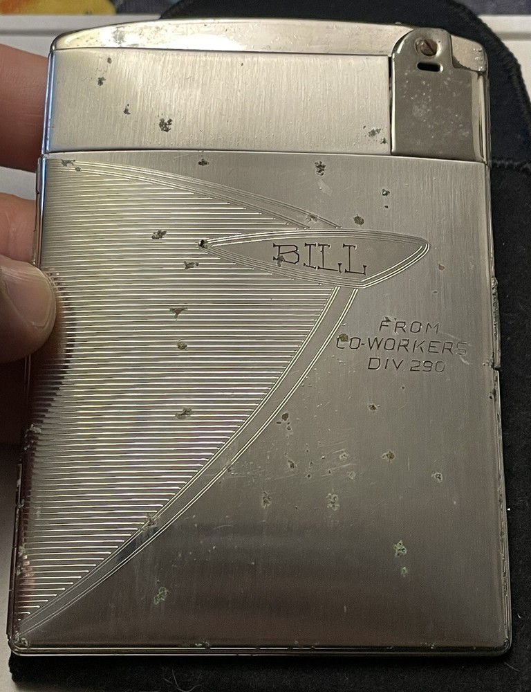 Vintage Art Deco Ronson Mastercase Lighter Cigarette Case Combo Silver