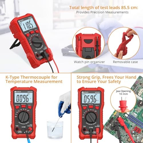 Digital Multimeter Voltmeter Tester with NCV, LCD for AC/DC 2000 Counts Red