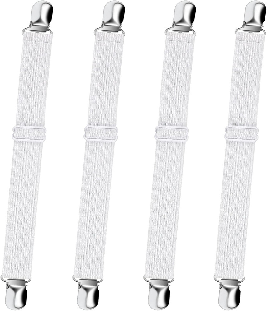 Bed Sheet Straps,  Adjustable Elastic Fitted Sheet Corner Holders Straps to Stay