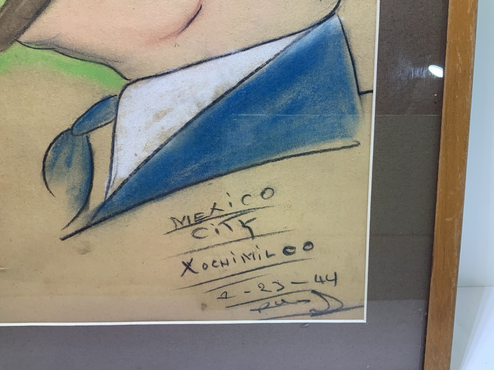 Vintage Mexico City Caricature Man With Cigar Xochimilco 1944 Rare Signed Art