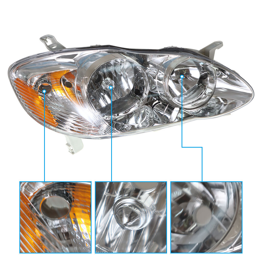 For Toyota Corolla 2003-2008 Halogen Headlights Assembly Left&Right Side Chrome