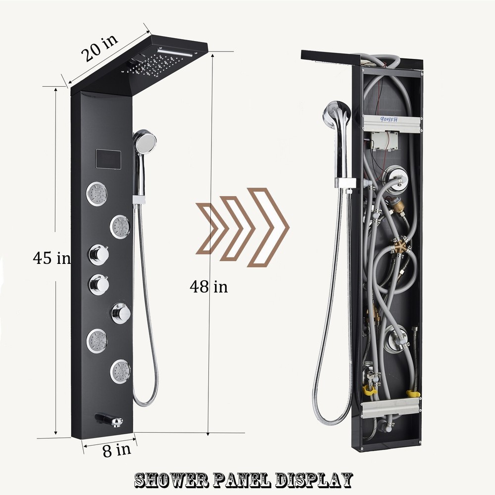 LED Shower Panel Tower System 5-Function Faucet Body Massage Oil Rubbed Bronze