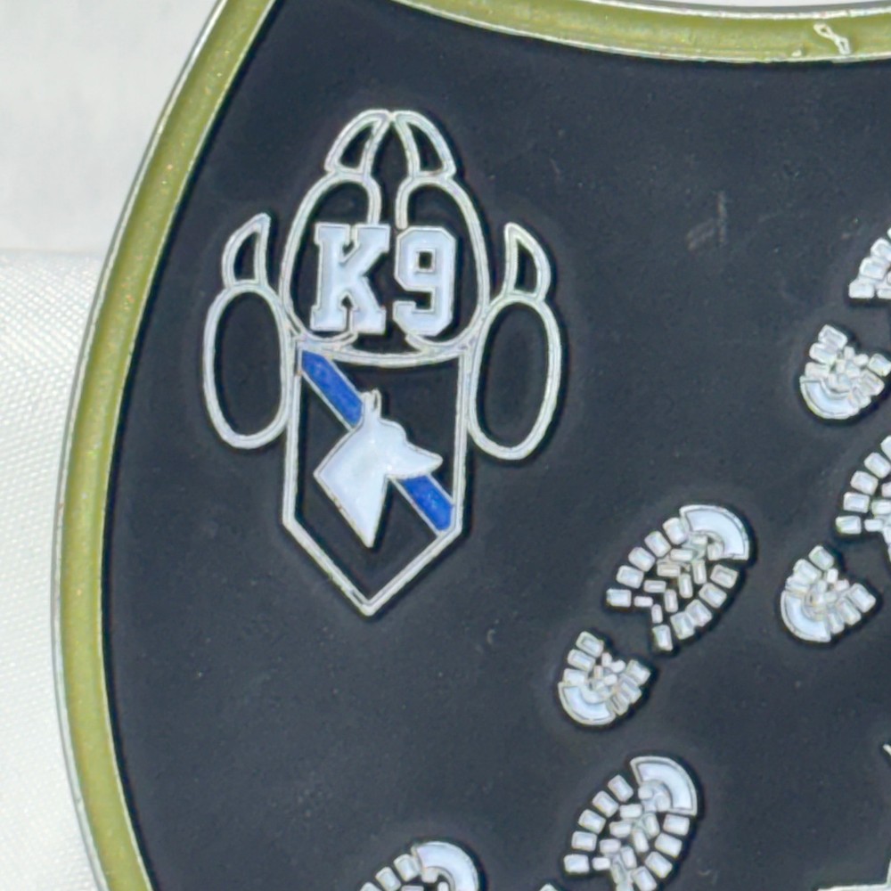 K-9 Unit Shield Shape Challenge Coin Ghost With Sparks