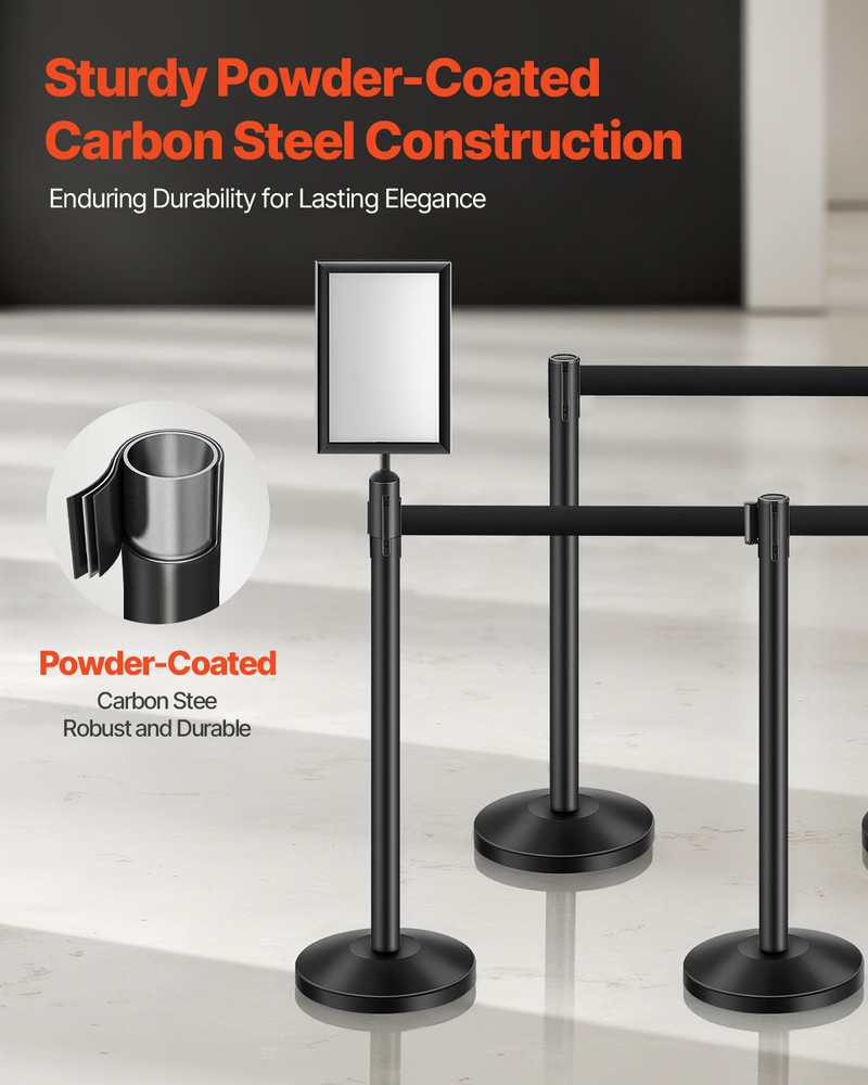 Uimoso 8Pcs Stanchion Post Crowd Control Queue Barrier 4 Retractable Belts