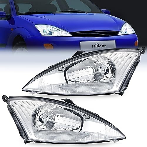 Headlight Assembly 2001-2004 Ford Focus Chrome Housing + Clear Reflector