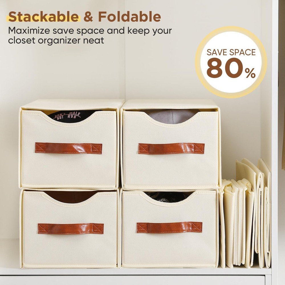 2 Pack Stackable Storage Drawers, Fabric Closet Organizers and Storage with H...
