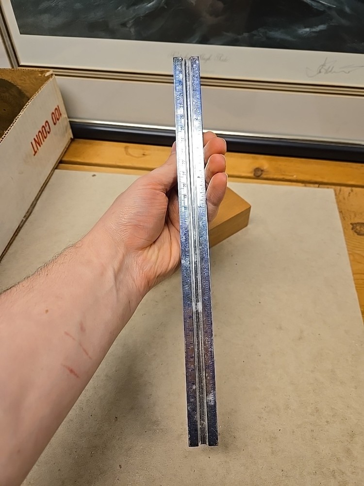 Rare Alcoa Scale Ruler Solid Aluminum Drafting/ Architect Ruler Rare 3 Sided