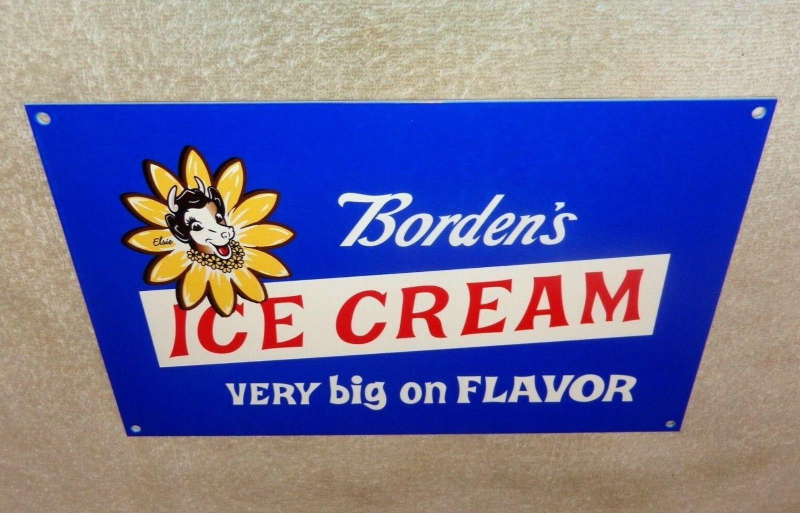 VINTAGE BORDEN'S ICE CREAM ELSIE THE COW 12" METAL BORDENS DAIRY 🥛 GAS OIL SIGN