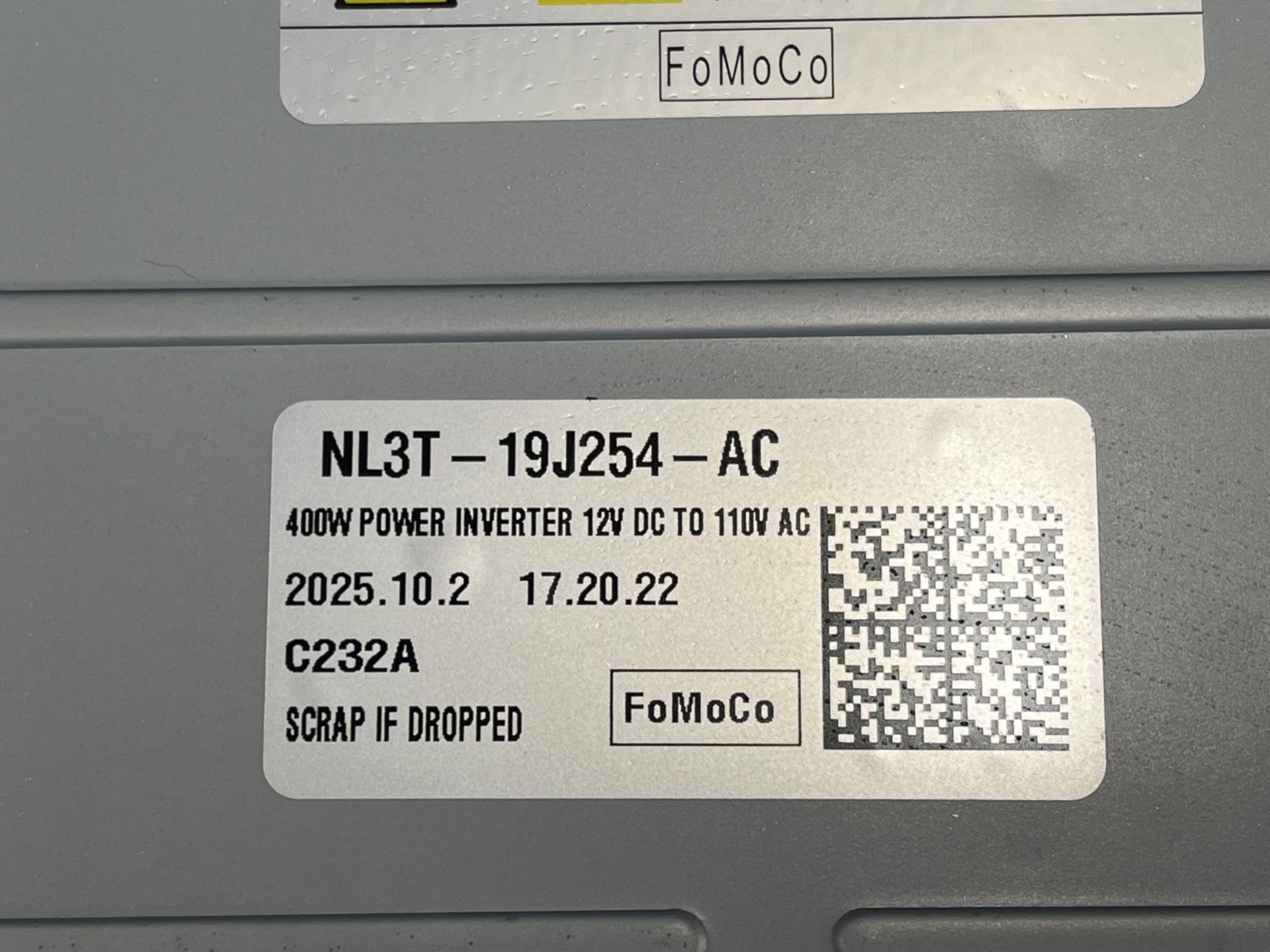 2021-2025 FORD F150 110V AC/DC 400W POWER INVERTER CONVERTER # NL3T-19J254-AC