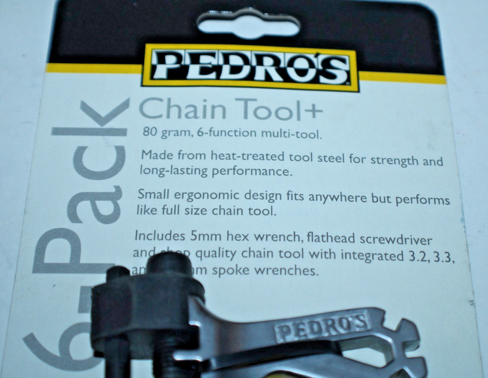 Pedro's Chain Tool+ 6-Function Multitool 3.2 3.3 3.5mm Spoke Wrench 5mm Hex Flat