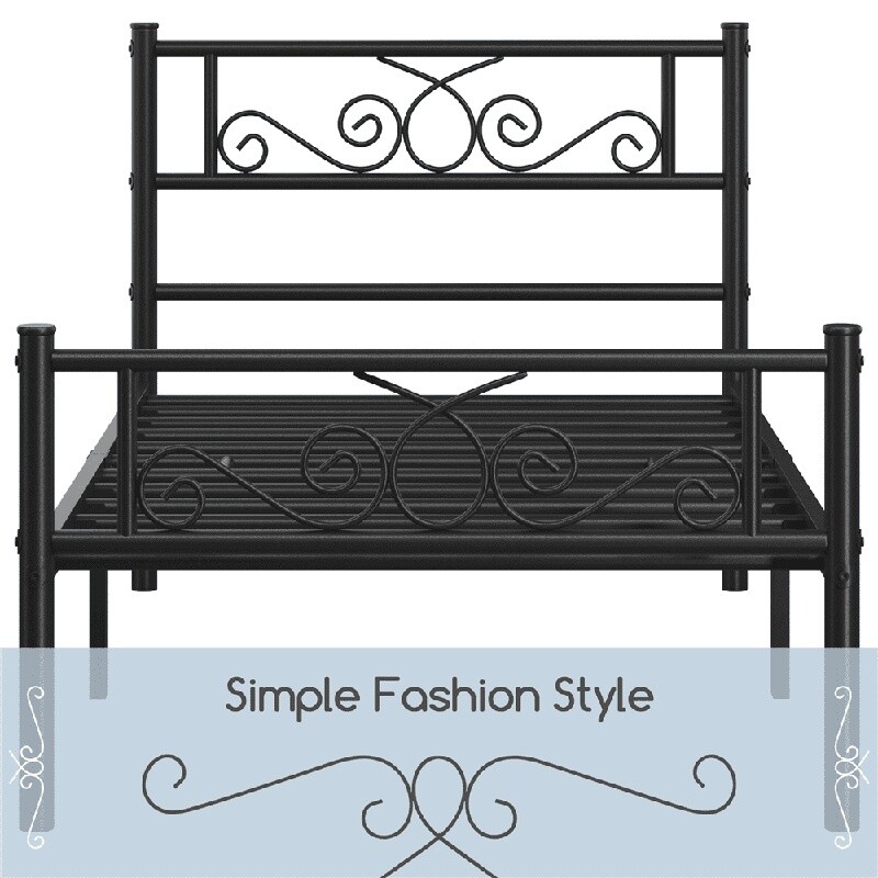 Modern Metal Platform Bed Frame Twin Size W/ Under Bed Storage & Sturdy Support