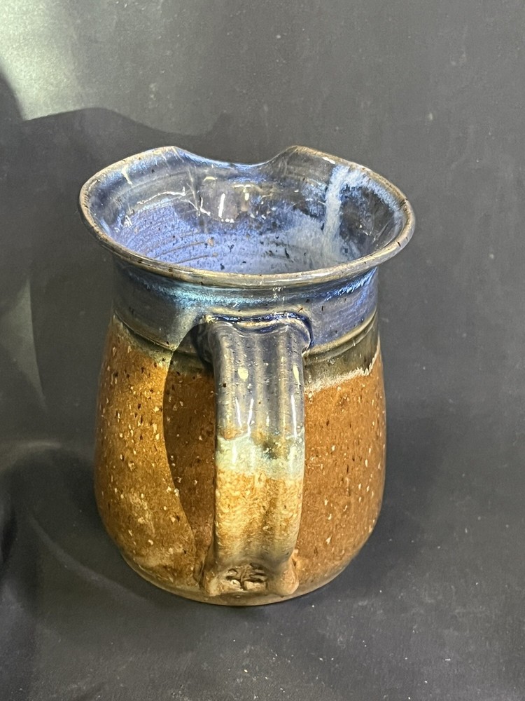 VINTAGE GLAZED STONEWARE POTTERY PITCHER 2014 ROY YODER 4.5”