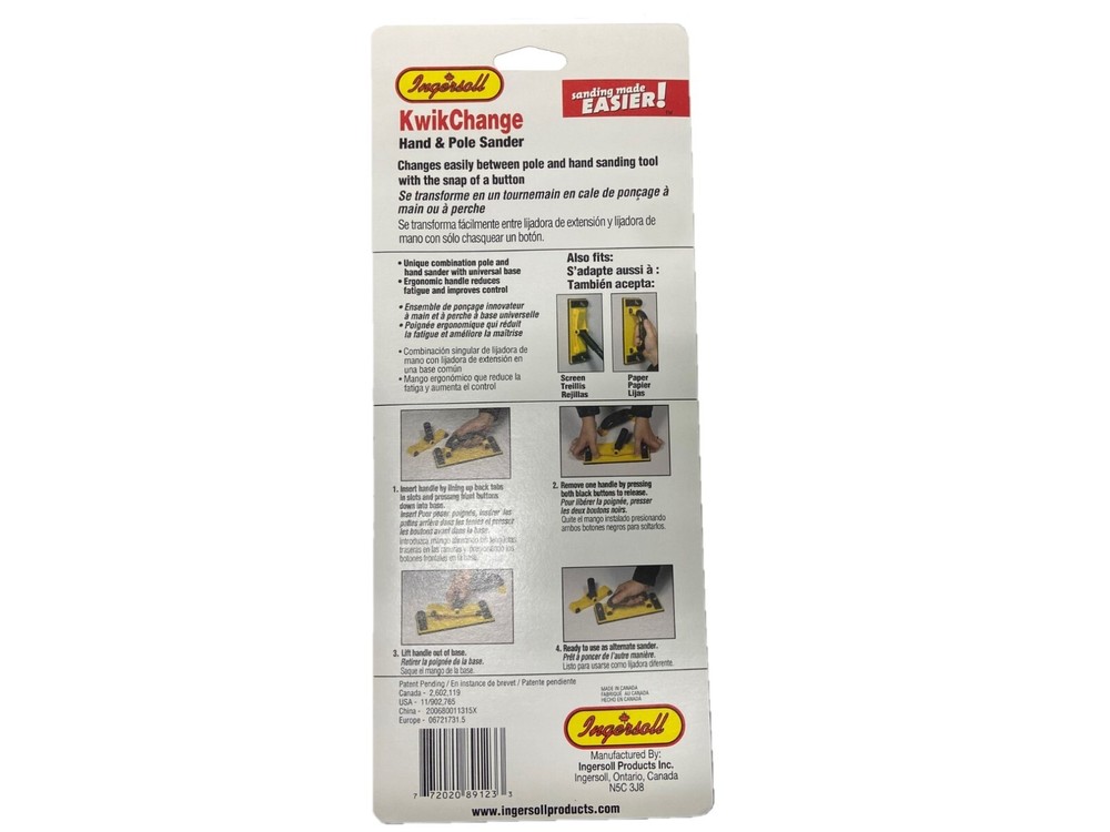 POLE SANDER w/ Handle Changeable Kwik Change Ingersoll Drywall