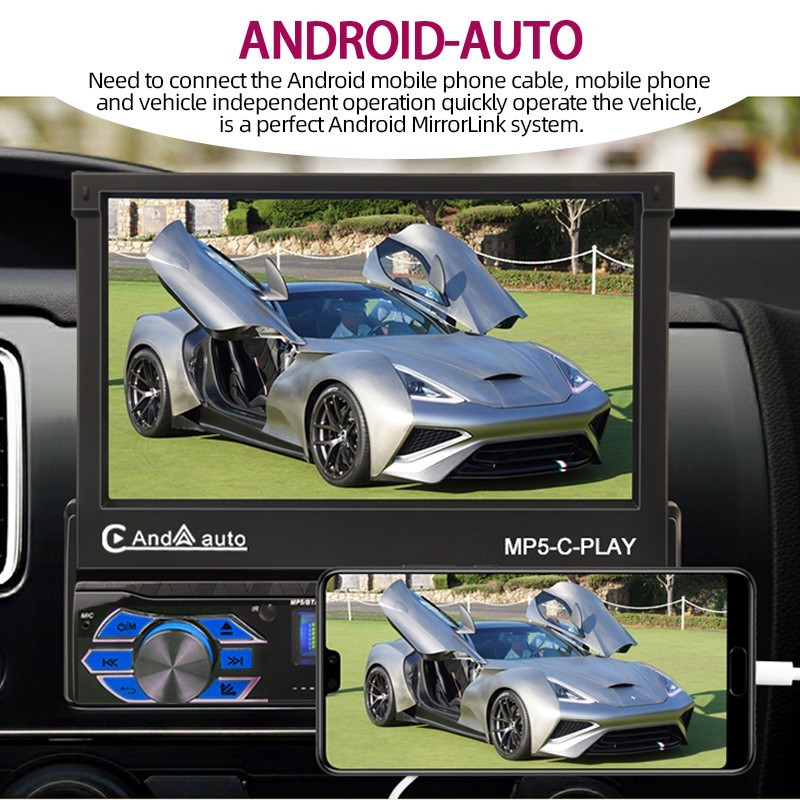 7" Car Electric Telescopic Screen 9601C-CARPLAY MP5 Single Spindle Player