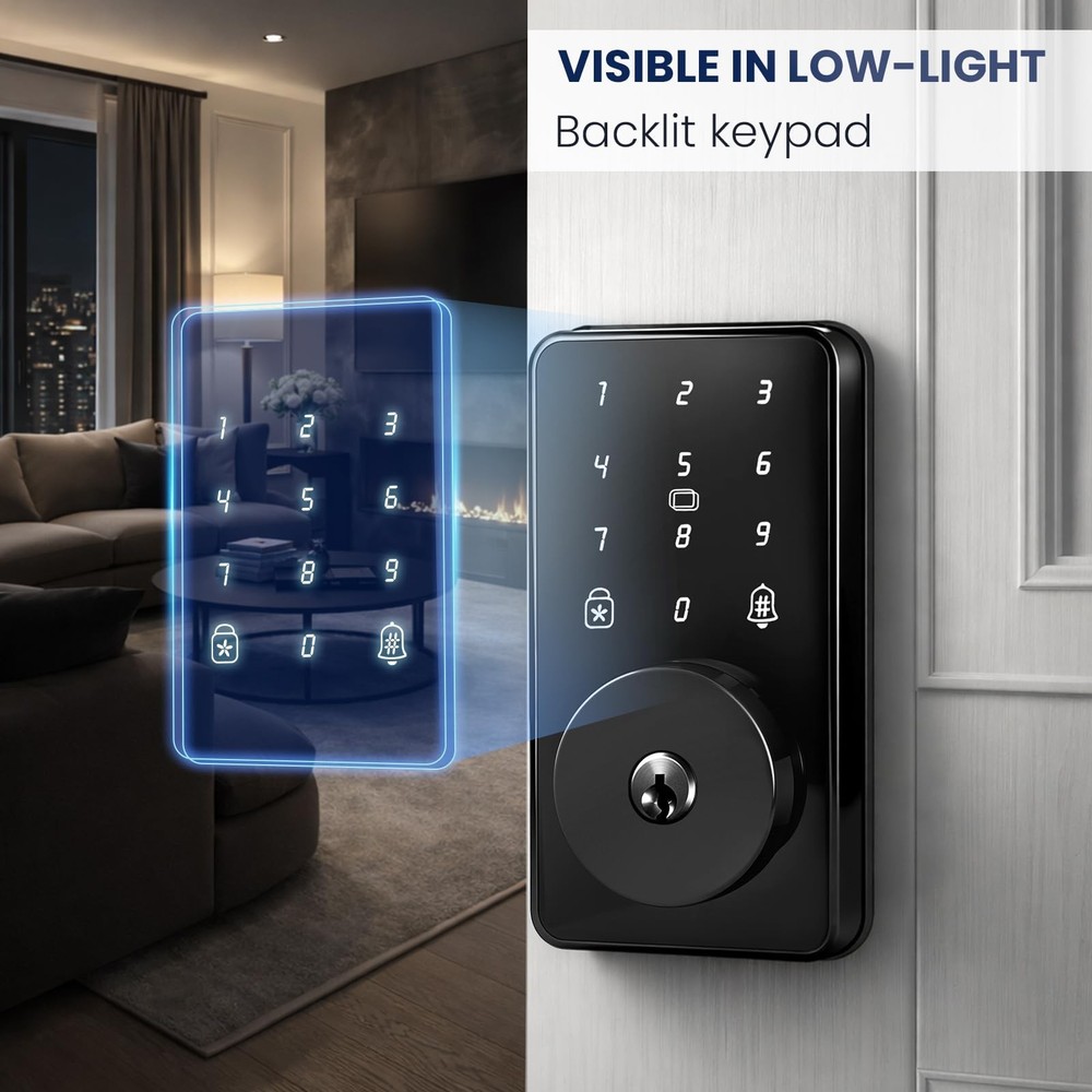 Keyless Entry Door Lock with Keypad, Biquole Smart Deadbolt Lock for Front Do...