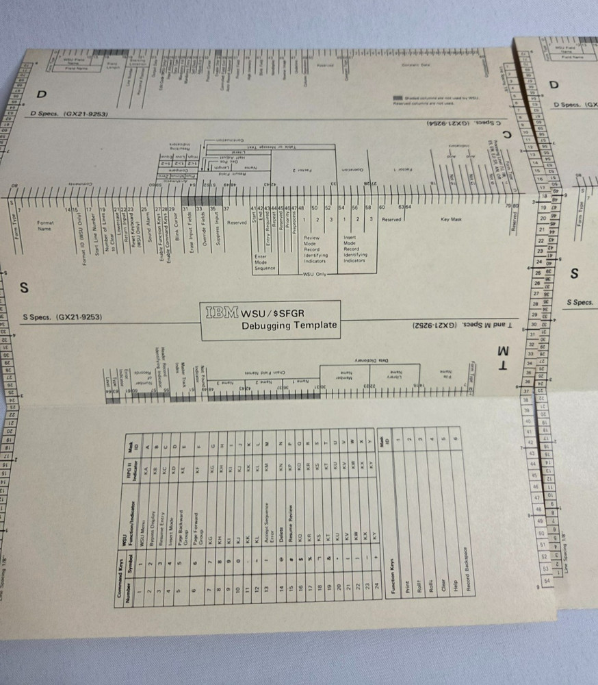 IBM RPG Debugging and WSU/$SFGR Debugging Templates, Lot of 3