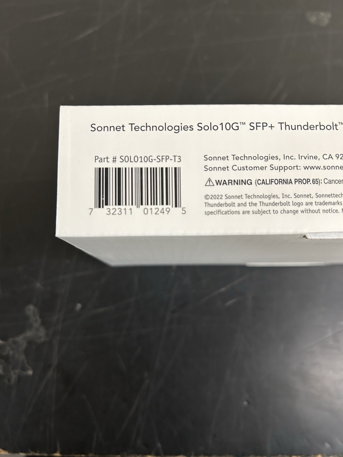 Solo10G SFP+ 10 Gigabit Ethernet Thunderbolt 3 Adapter with Short-Range SFP+