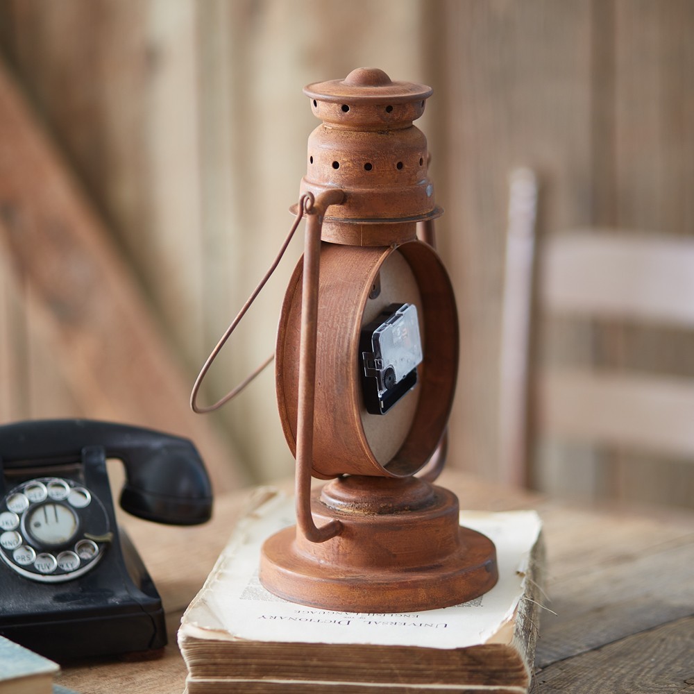 Vintage-Inspired new Lantern Clock in rustic tin
