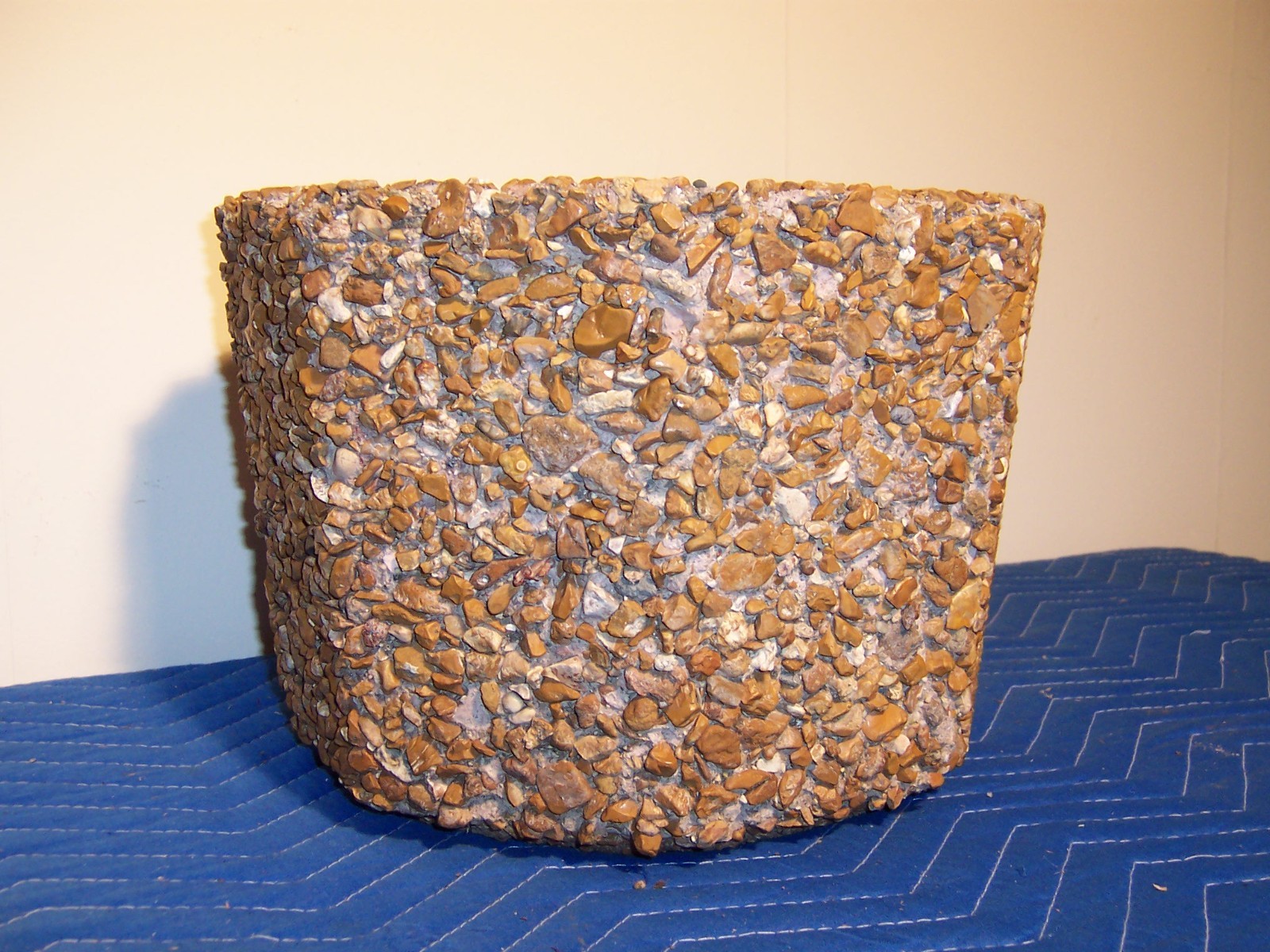 Vintage Exposed Aggregate Octagon Concrete Garden Planters Pair