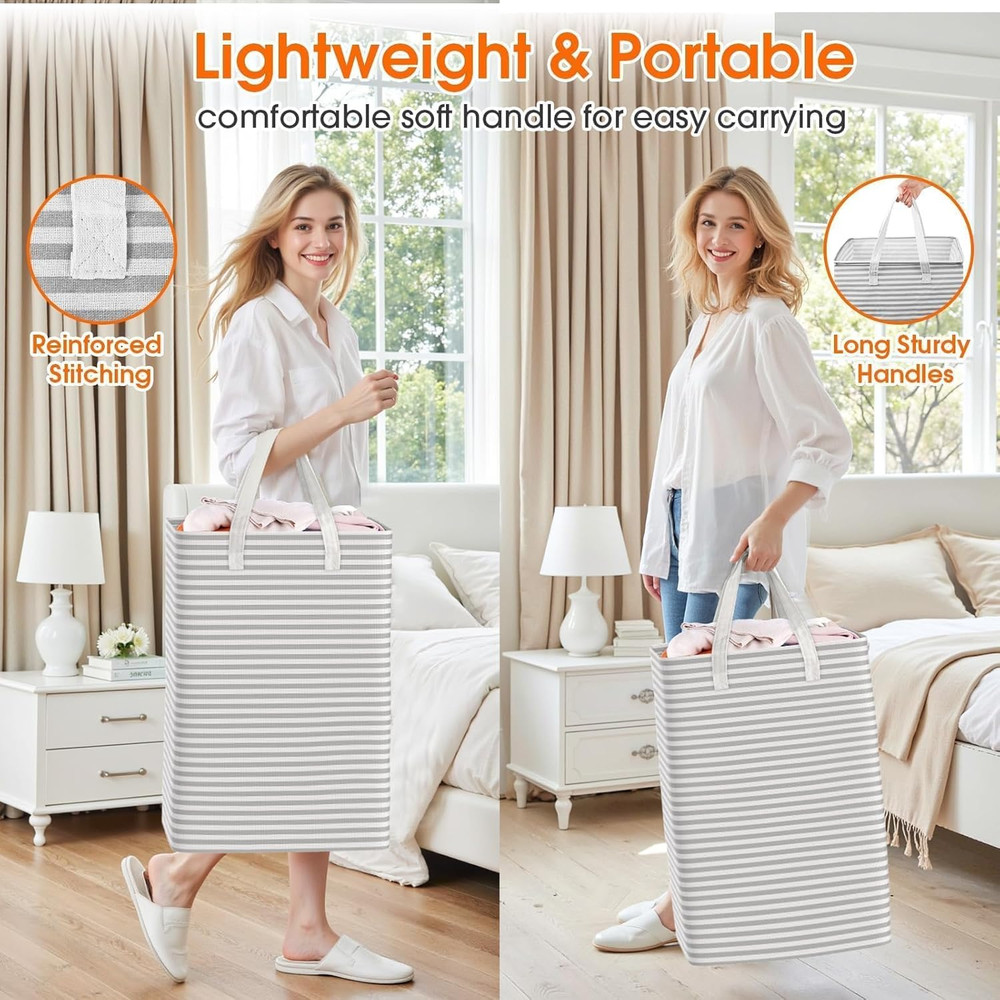 3 Pack Laundry Basket, Waterproof & Freestanding Large Laundry Hamper, Collapsib