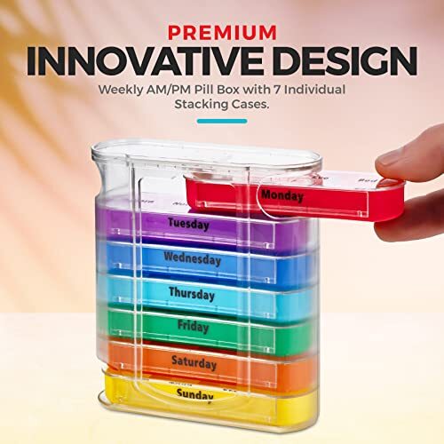 Stackable Pill Box Organizer 7 Day 4-Times A Day Weekly Medicine Dispenser