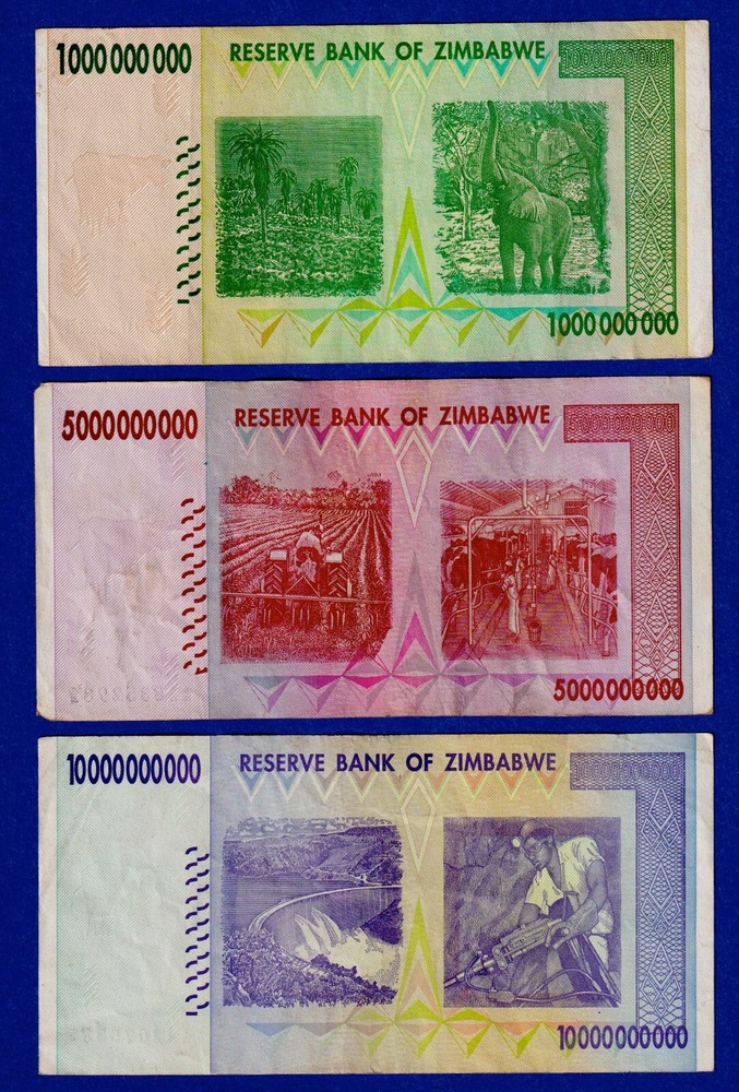 ZIMBABWE BILLION SET - 1,5,10,20,50 BILLION (2008) - CIRCULATED NOTES