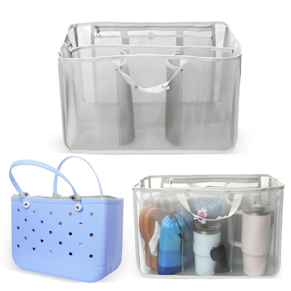 Beach Bag Organizer Insert for X Large Bogg Bag Accessories Mesh Divider Gray