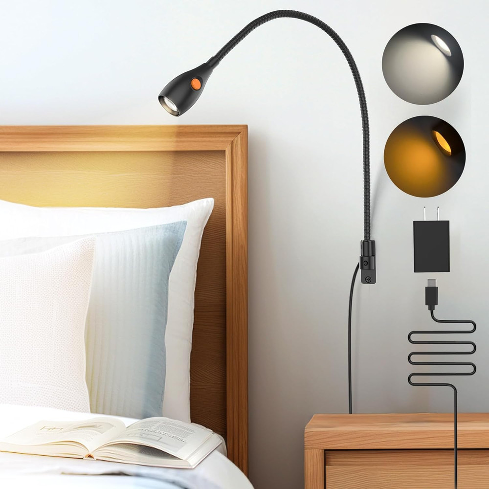 Wall Mounted Reading Light, Minimalist Headboard Mount Book Light, Dimmable LED