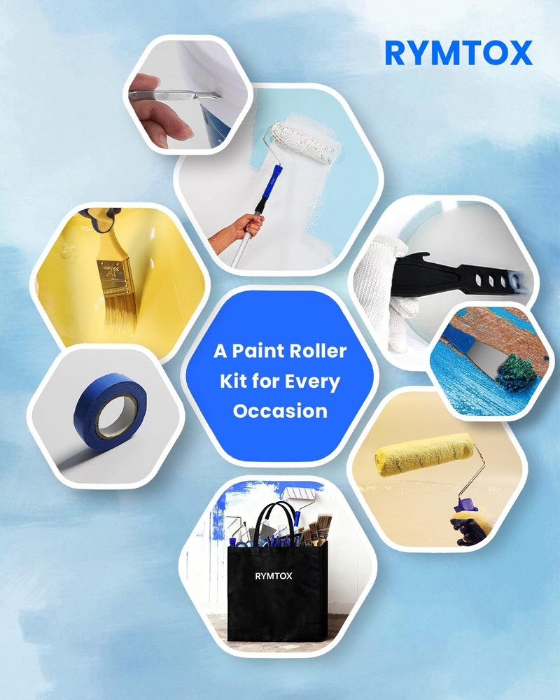 33PCS Paint Roller Kit with Extension Pole | 2–4 FT Pole | 9" & 4" Paint Rollers