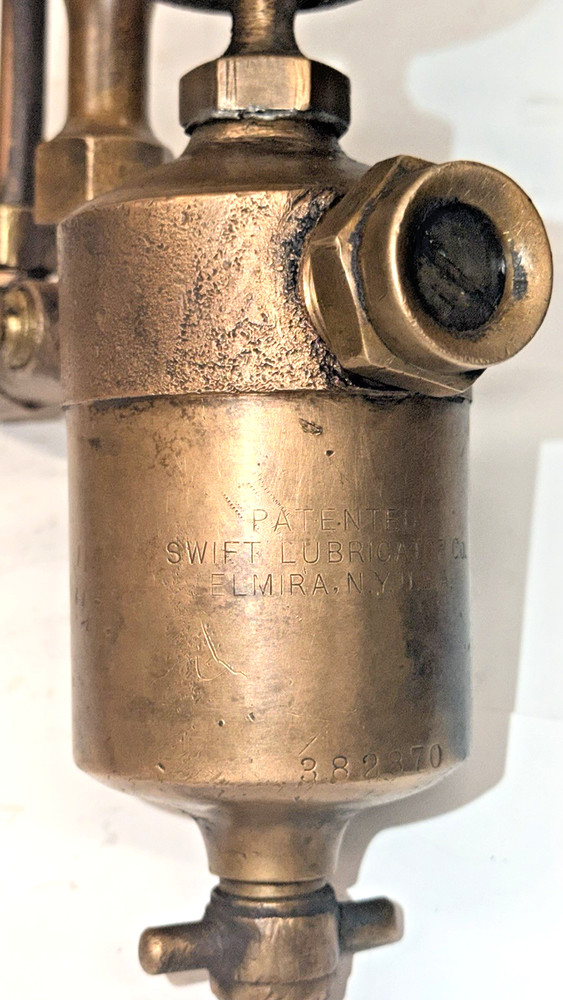 SWIFT LUBRICATOR CO. Brass HYDROSTATIC Sight Feed Oiler Steam Engine Hit Miss