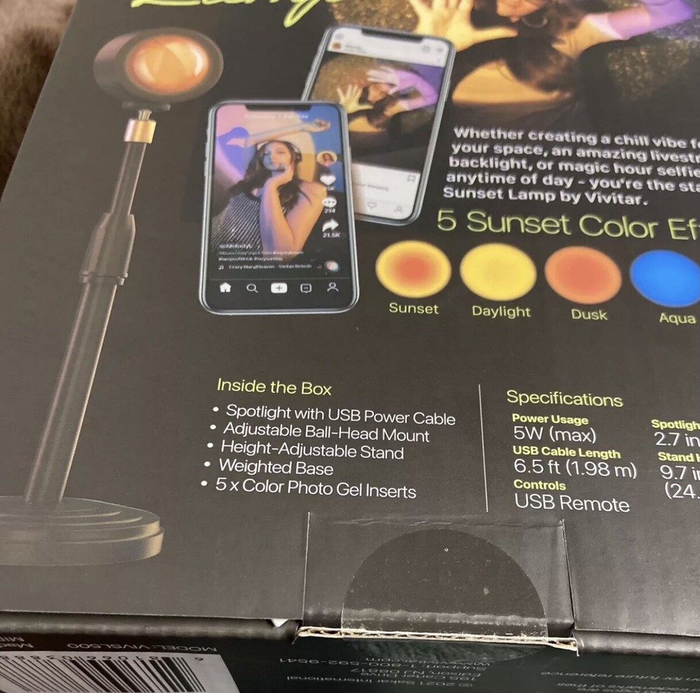 Vivitar Sunset Projector LED USB Sunset Lamp Projector adjustable angle Selfie