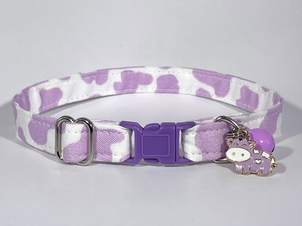 Cat Collar- “Lavender Cow" Adjustable Breakaway Safety Quick-Release Collar
