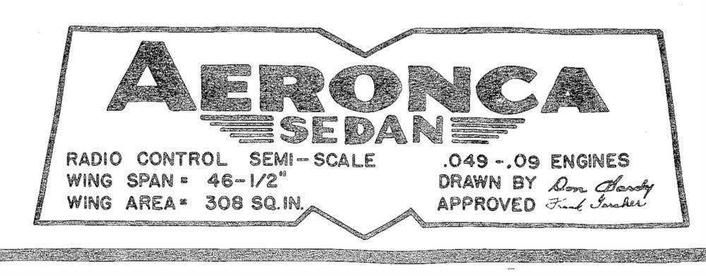 AERONCA SEDAN PLAN & PATTERNS + CONSTRUCTION ARTICLE for 47" RC Model Airplane
