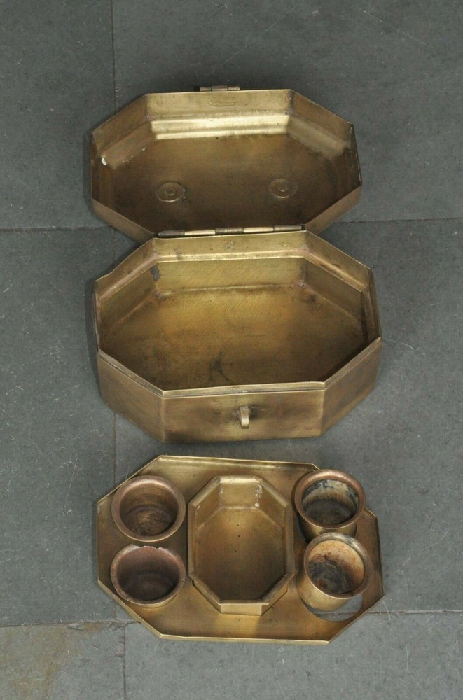 Vintage Brass Handcrafted Solid 5 Compartment Betel Nut Box