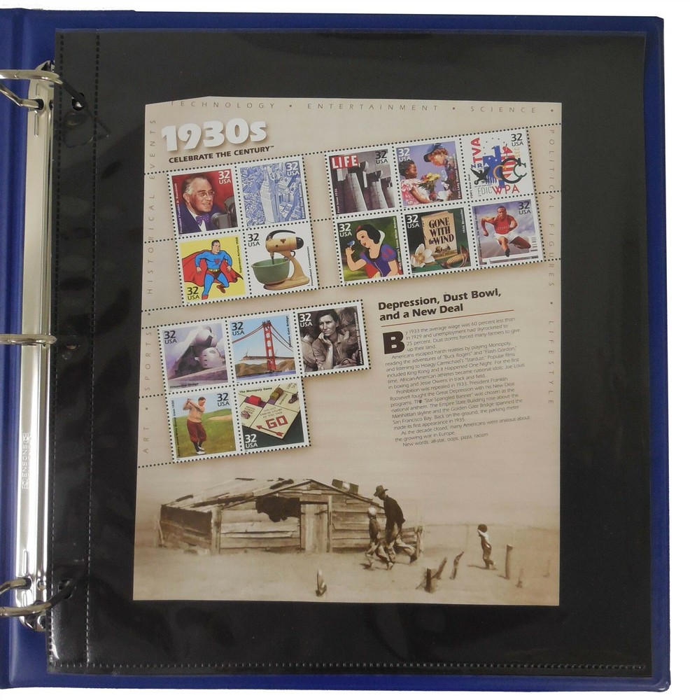 Mint Sheet Stamps Album Supersafe Blue Binder Free 50 Black Pages US Shipping
