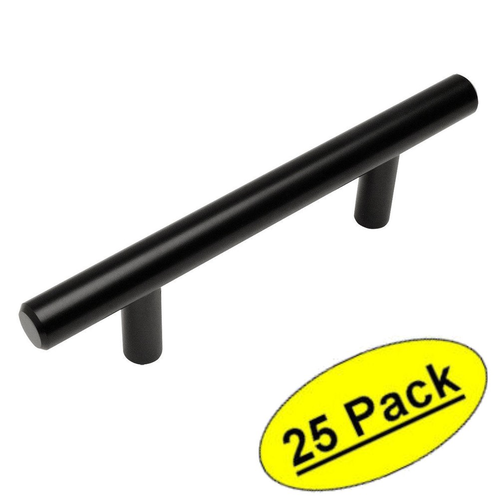 *25 Pack* Cosmas Euro Style Bar Pull Flat / Matte Black Pulls #305-96FB