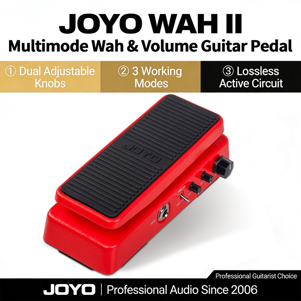 JOYO WAH II Multimode Wah & Volume Pedal, Adjustable Q Value,Lossless Circuit