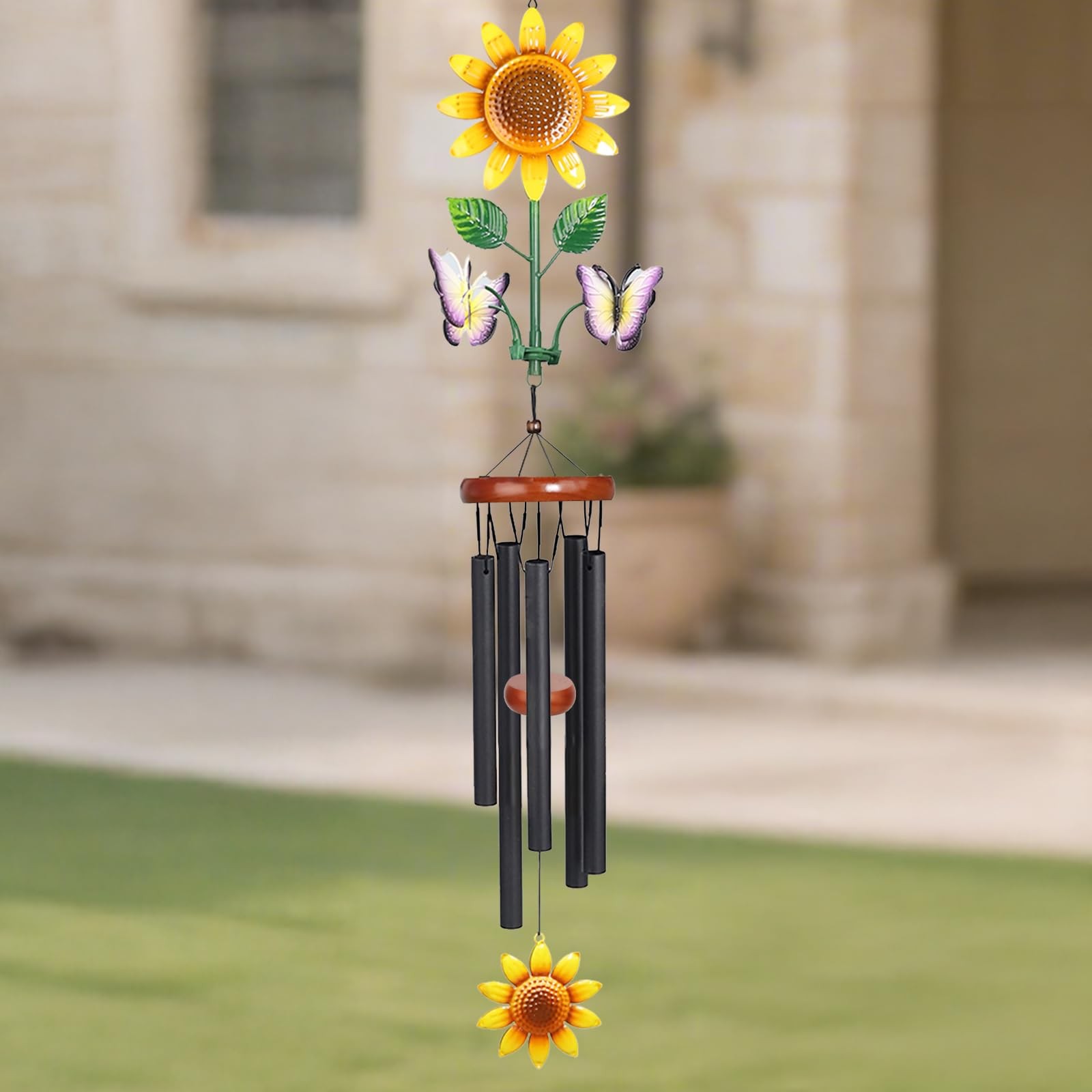 Best Sunflower Wind Chimes with Spinning Butterflies for Outside Hanging Garden