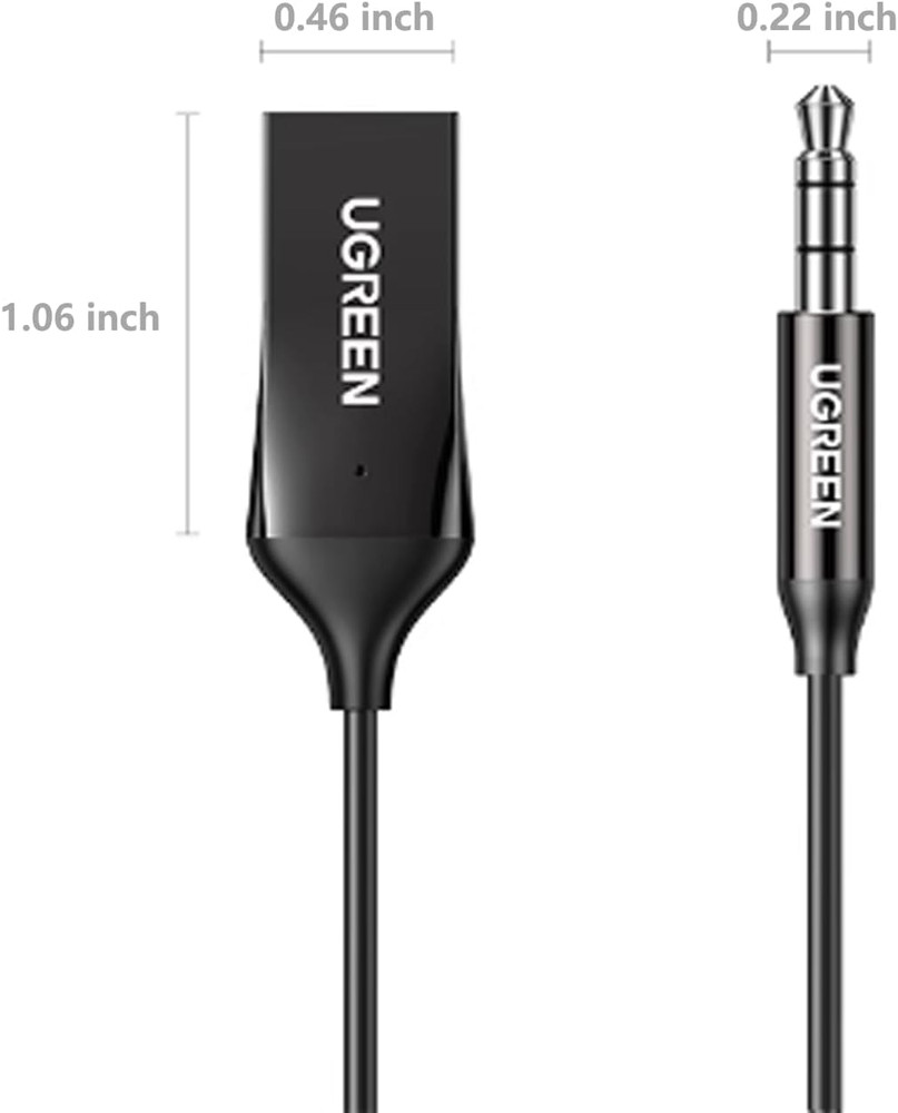 UGREEN Aux to Bluetooth 6.0 Adapter 3.5mm Bluetooth Receiver for Car USB 2.0 to