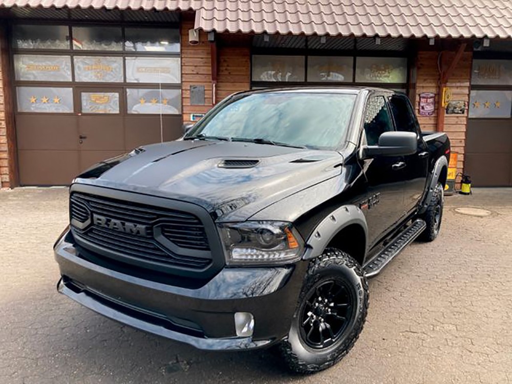 Big Horn Style Grille For 2013-2018 Dodge Ram 1500 Bumper W/Letters Matte Black