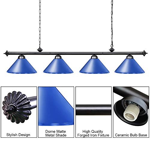 Island Lighting, 4 Light Pool Table Light for Game Room 8ft/9ft/10ft/11ft Blue