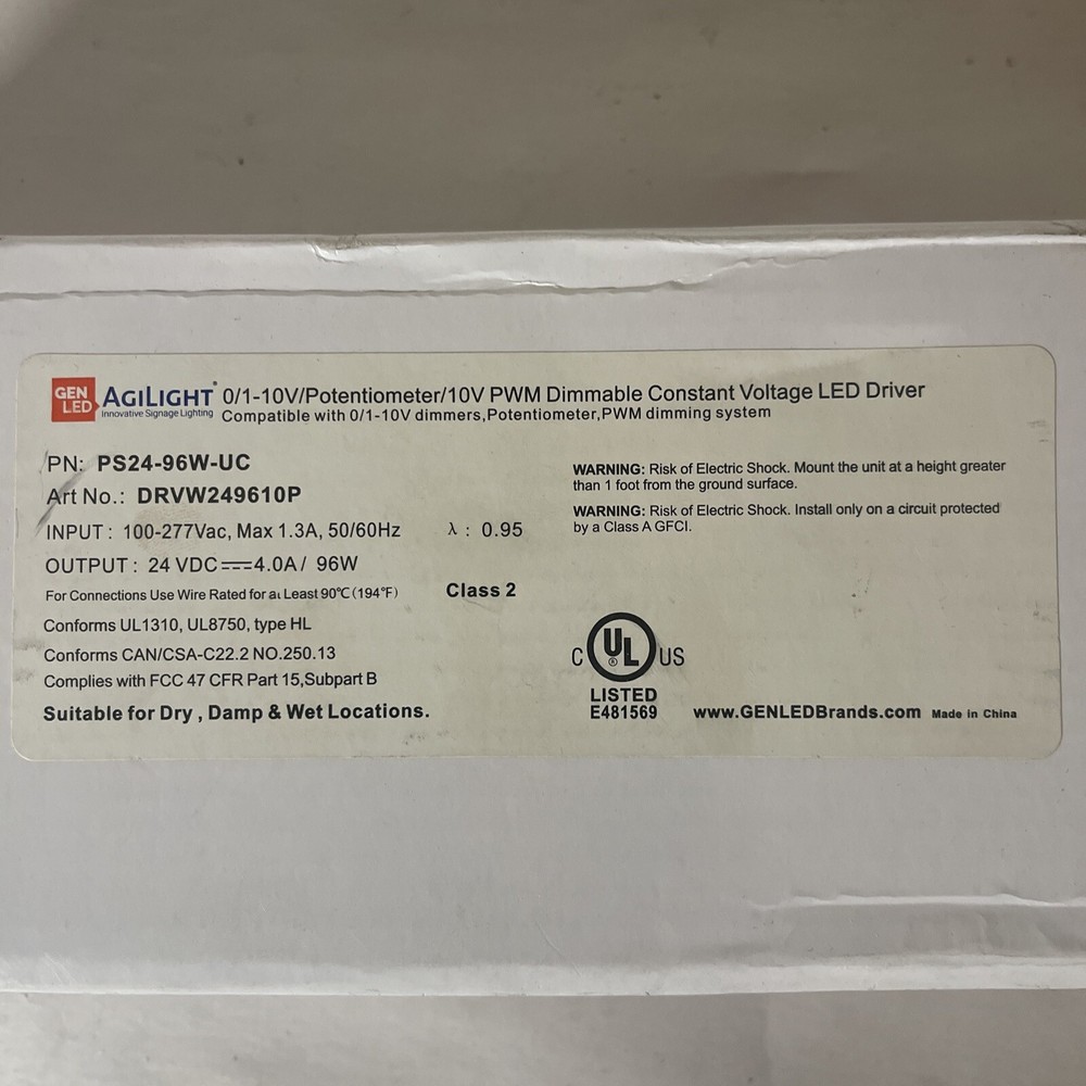 PS24-96W-UC Agilight Dimmable Constant Voltage LED Driver