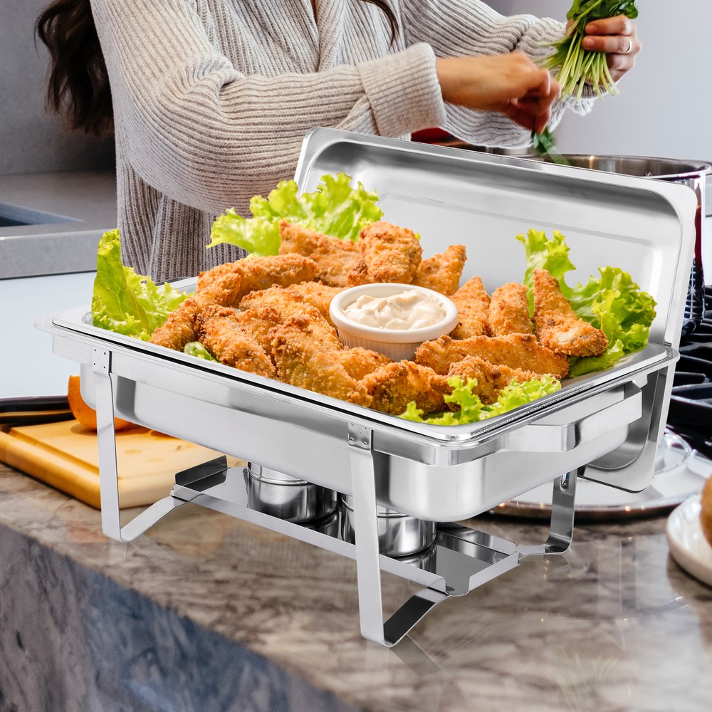 8Pack Stainless Steel Rectangular Chafing Dish Full Size Buffet Catering 8 Quart