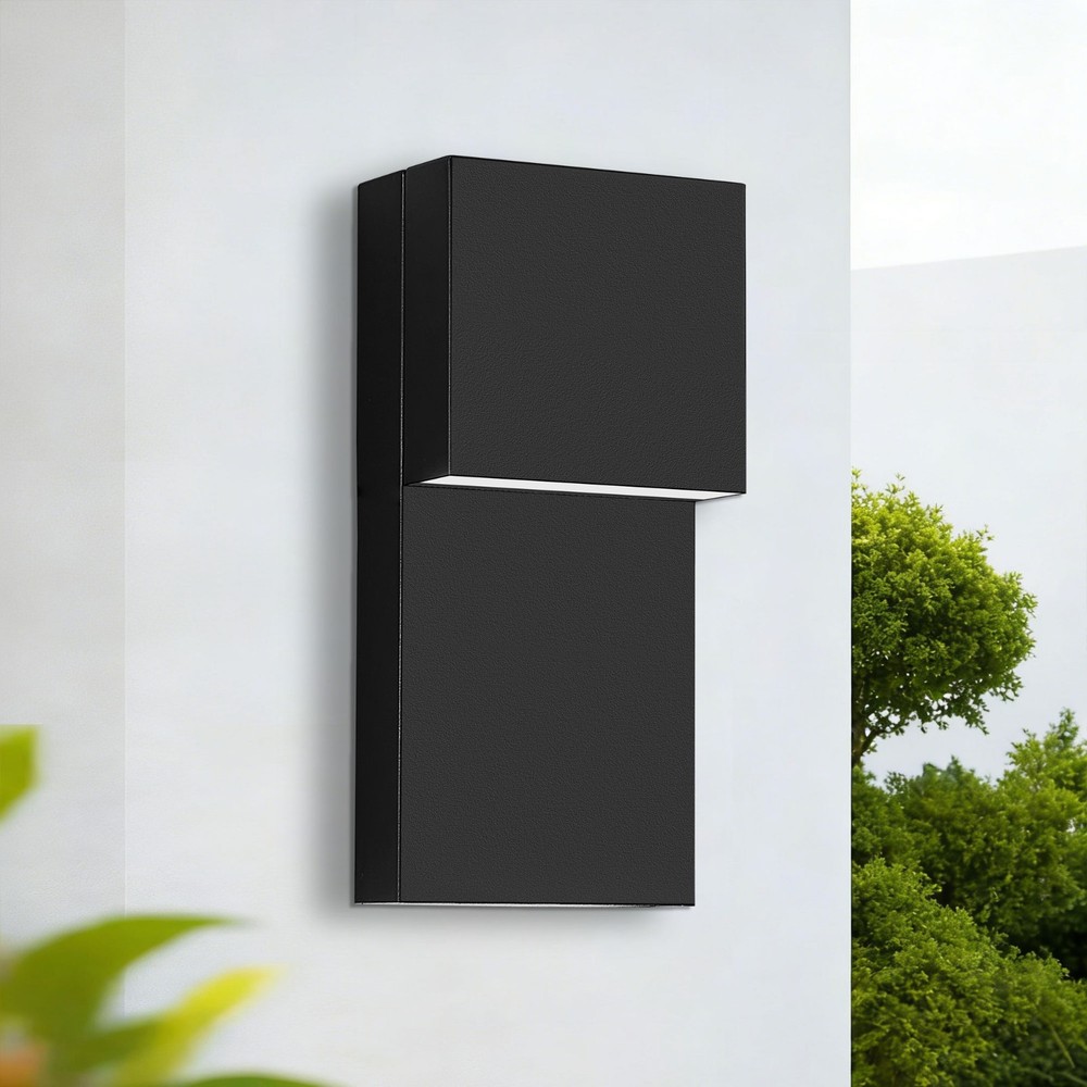 1-2 Pack 11.8 in. Black Outdoor Wall Light